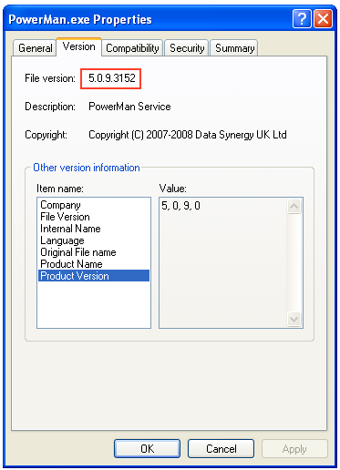 Verify PowerMAN software version